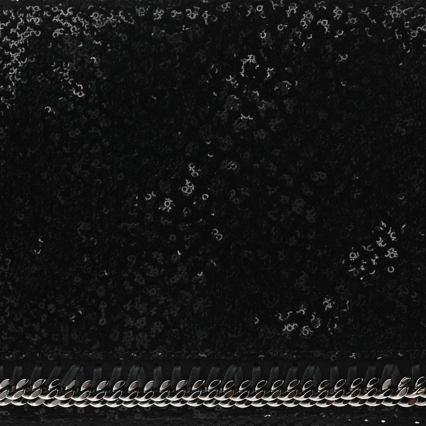 Sequin Falabella Fold Over Clutch Black