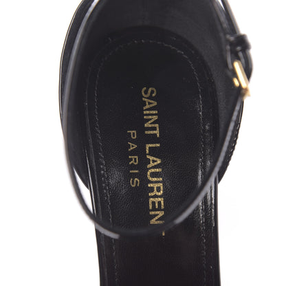 Saint Laurent Patent Calfskin Amber 105 Ankle Strap Sandals 37 Black 7 of 10