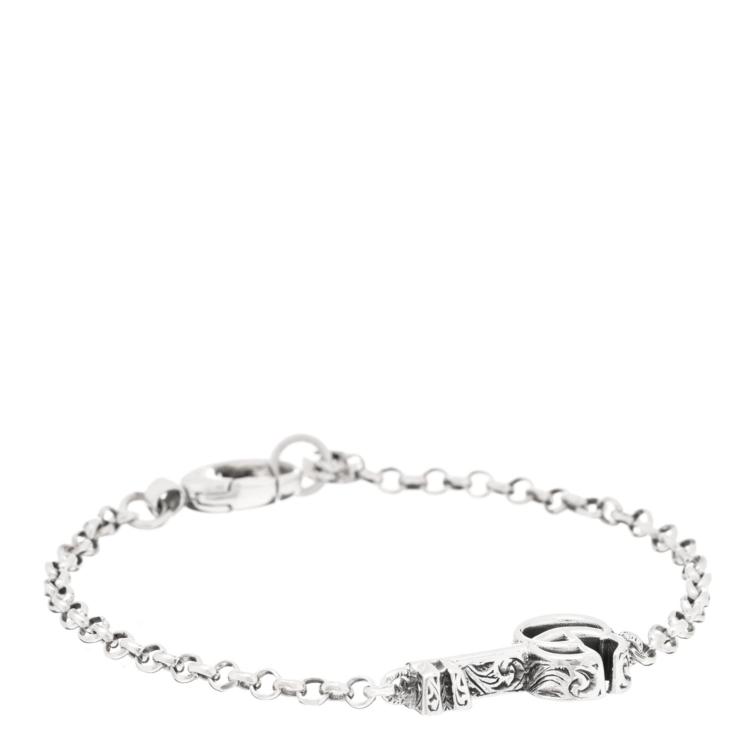 Gucci Sterling Silver Double G Key Bracelet 1 of 4