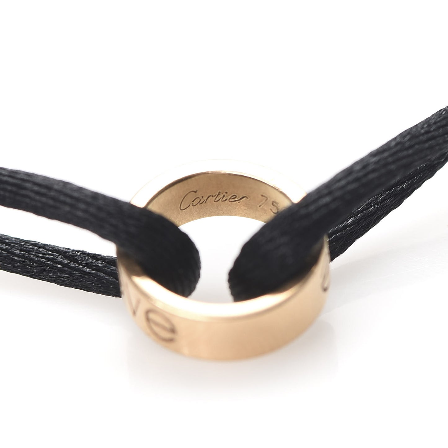 18K Pink Gold Charity LOVE Adjustable Cord Bracelet Black