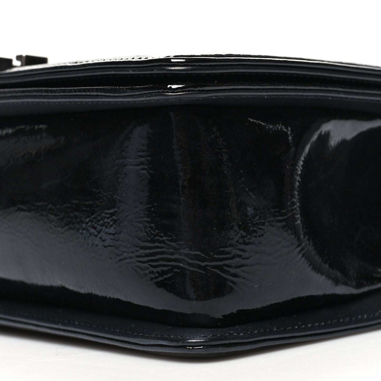Patent Snakeskin Medium Boy Flap Black