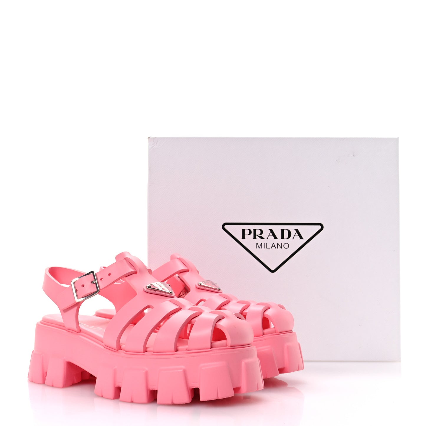 Foam Rubber Metal Triangle Logo Monolith 55mm Cage Sandals 41 Begonia