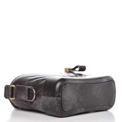 Chanel Metallic Grained Goatskin Chevron Quilted Small Gabrielle Hobo Dark Silver Gold 4 of 8