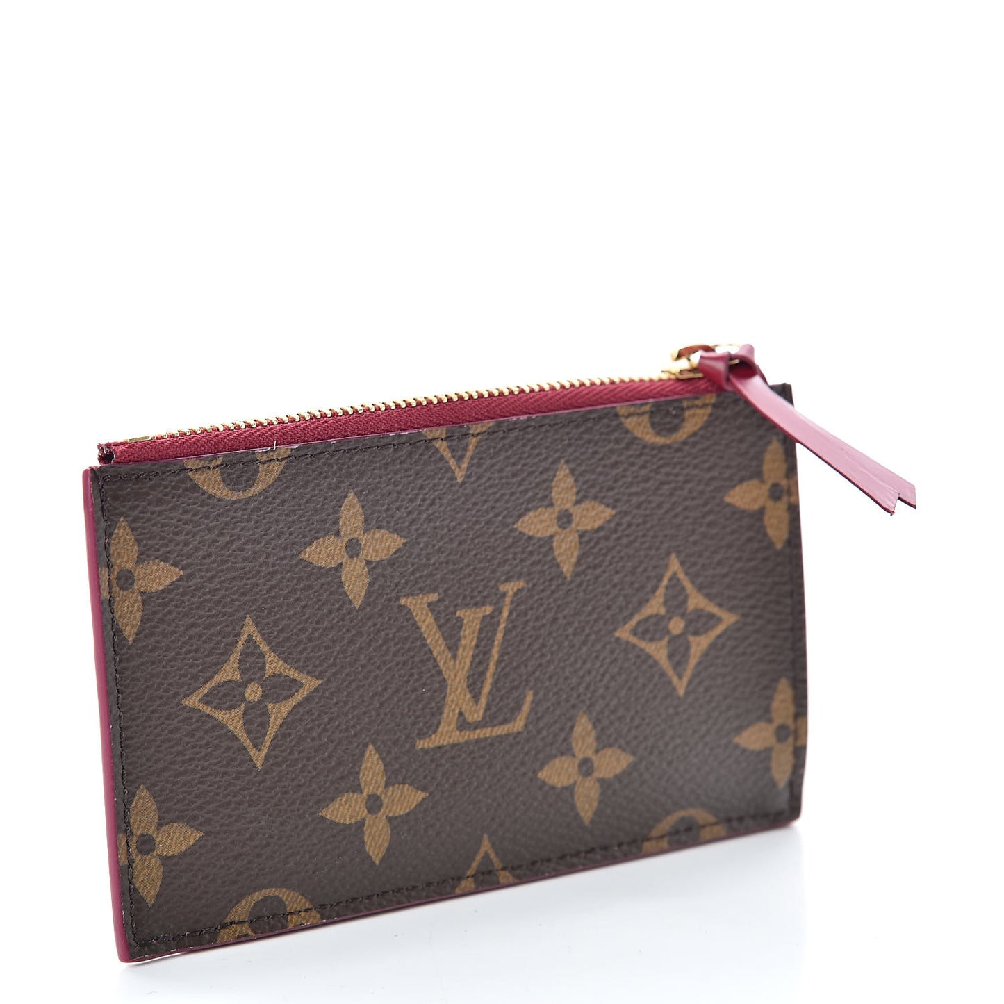 Monogram Zipped Card Holder Fuchsia