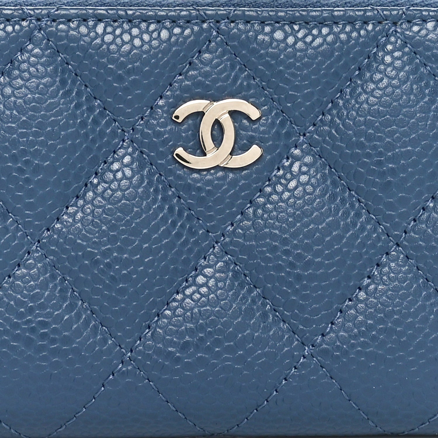 Chanel Caviar Quilted Zip Coin Purse Blue 8 of 8