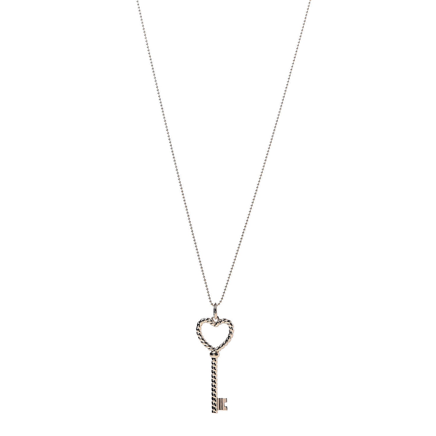 18K Rose Gold Twist Heart Key Pendant Necklace