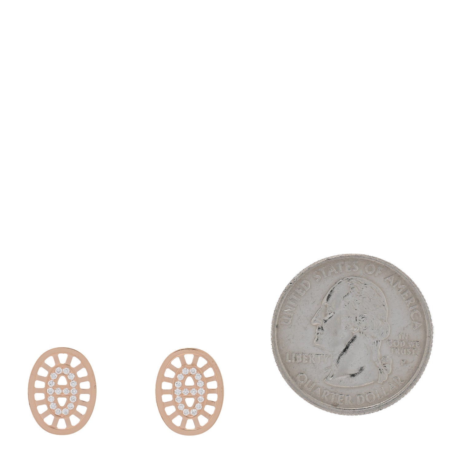 Hermes 18K Rose Gold Diamond Chaine d'Ancre Divine Stud Earrings 2 of 5