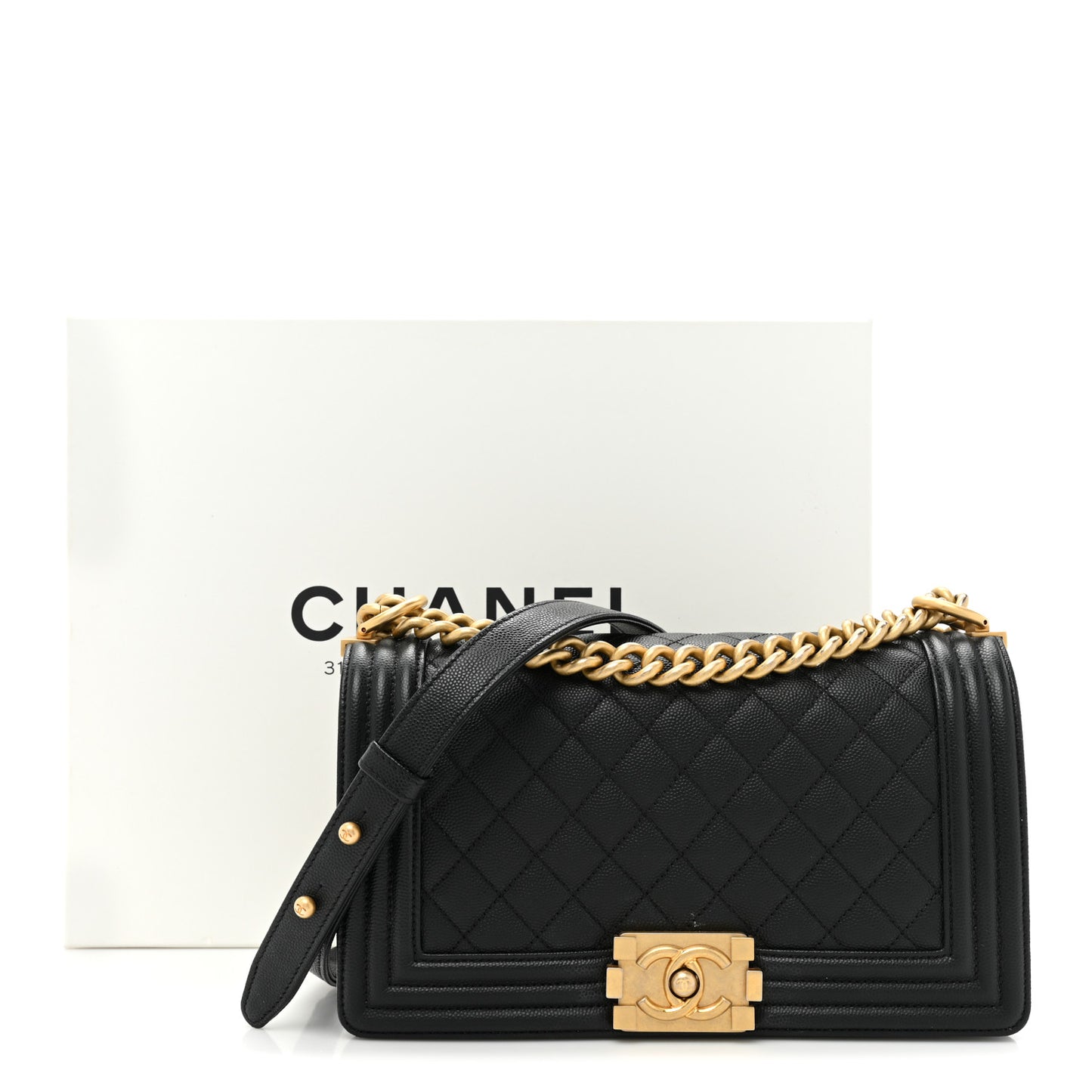 Caviar Quilted Medium Boy Flap Black