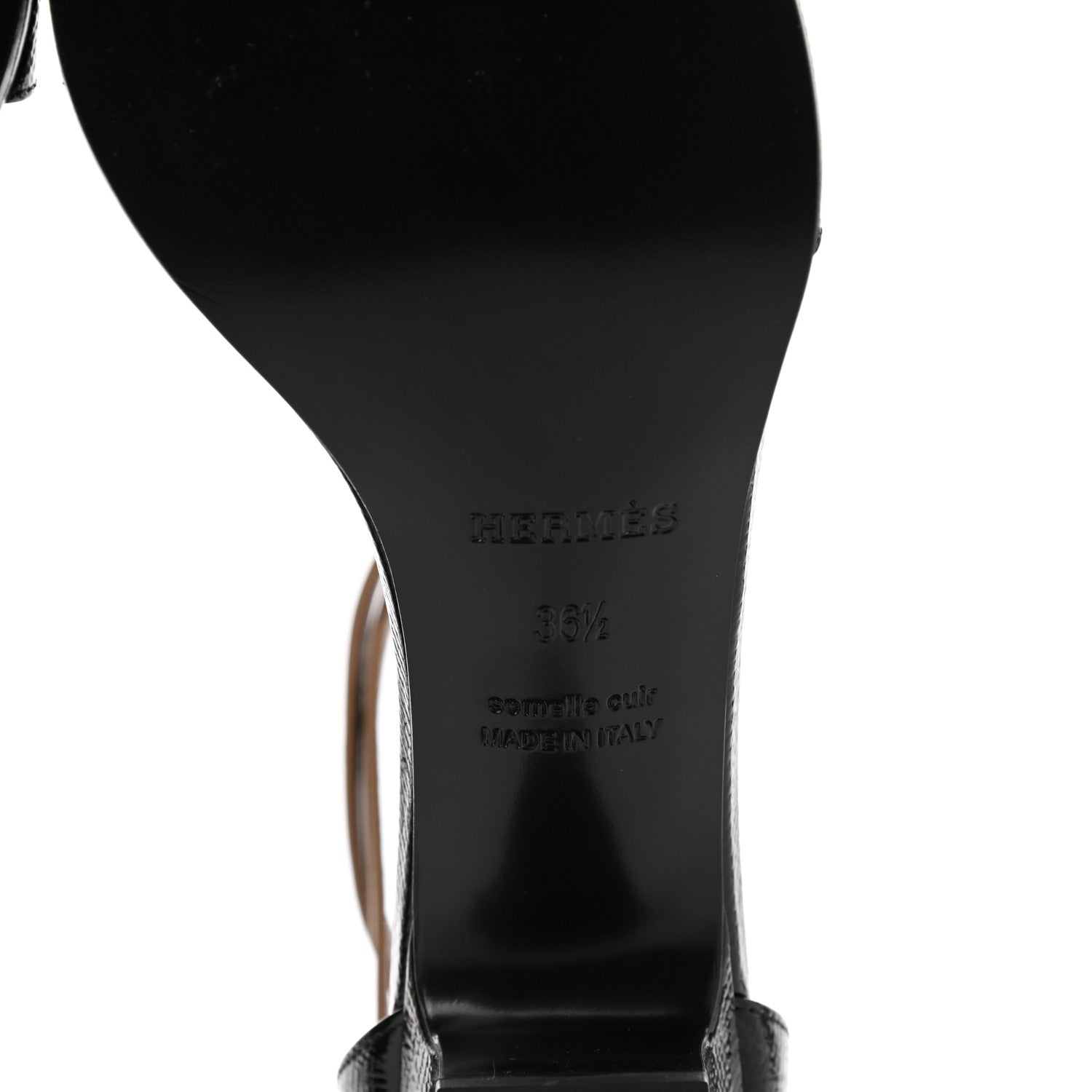 Hermes Calfskin Patent Epsom Manege Sandals 36.5 Black 6 of 8