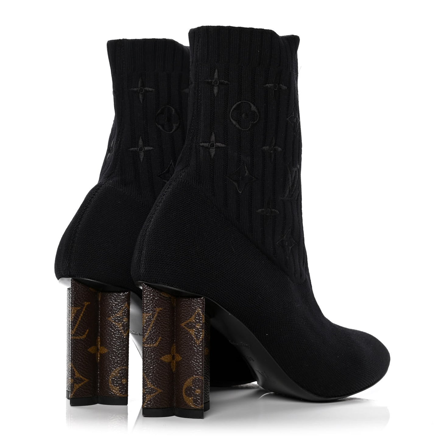 Monogram Stretch Fabric Silhouette Ankle Boots 39 Black