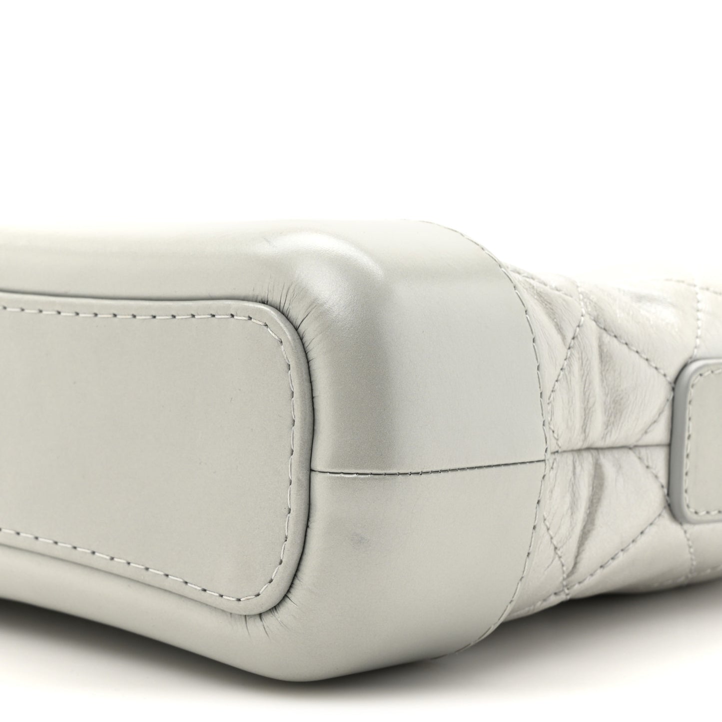 Metallic Aged Calfskin Quilted Small Gabrielle Hobo Light Silver