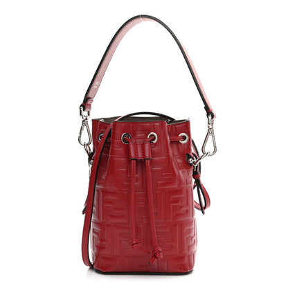 Fendi Vitello Liberty F is Fendi FF 1974 Embossed Mini Mon Tresor Bucket Bag Fragola 1 of 14