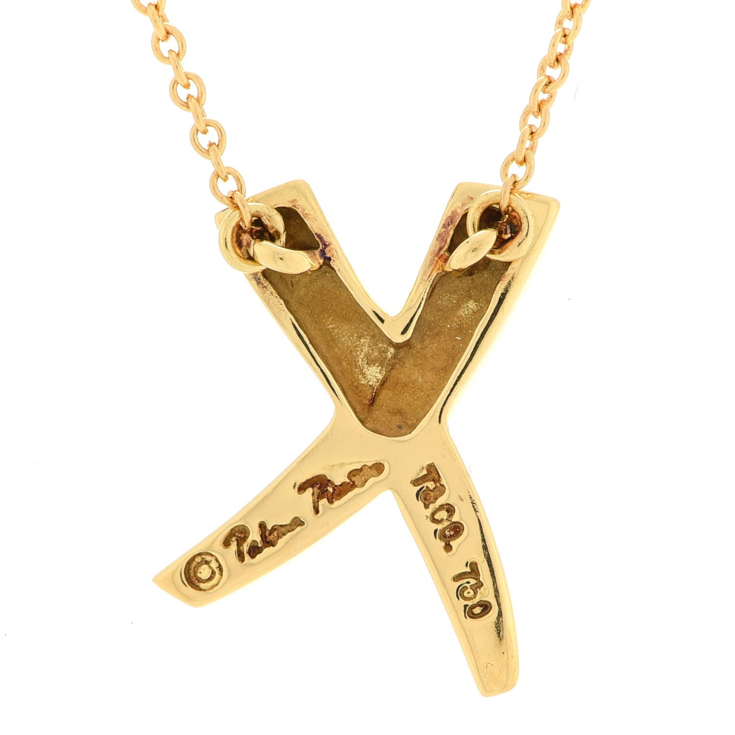 Tiffany 18K Yellow Gold Paloma Picasso Graffiti X Pendant Necklace 4 of 6