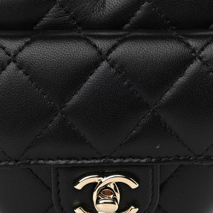 Chanel Lambskin Quilted CC In Love Heart Waist Belt Bag With Chain Black 8 of 11