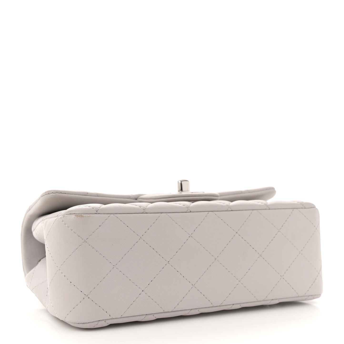 Lambskin Quilted Mini Rectangular Flap Grey