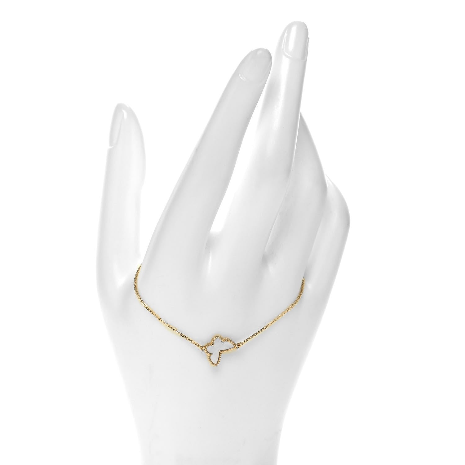 Van Cleef & Arpels 18K Yellow Gold Mother of Pearl Sweet Alhambra Butterfly Bracelet 2 of 5