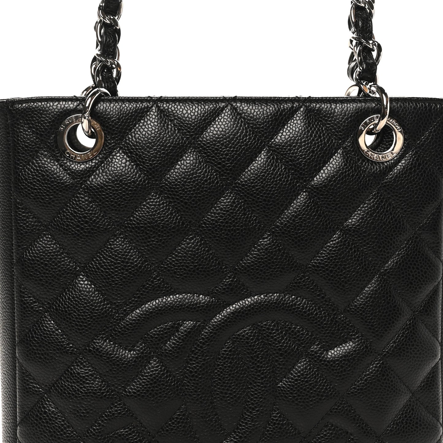 Caviar Quilted Petit Shopping Tote PST Black