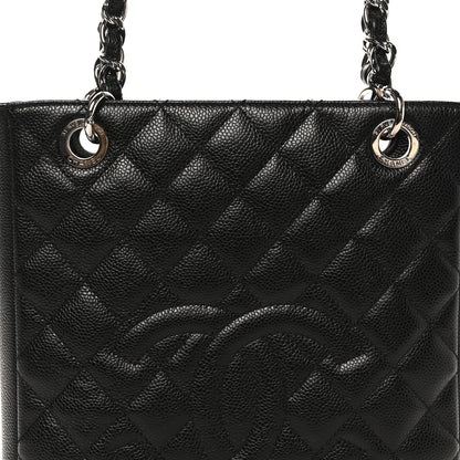 Chanel Caviar Quilted Petit Shopping Tote PST Black 7 of 10