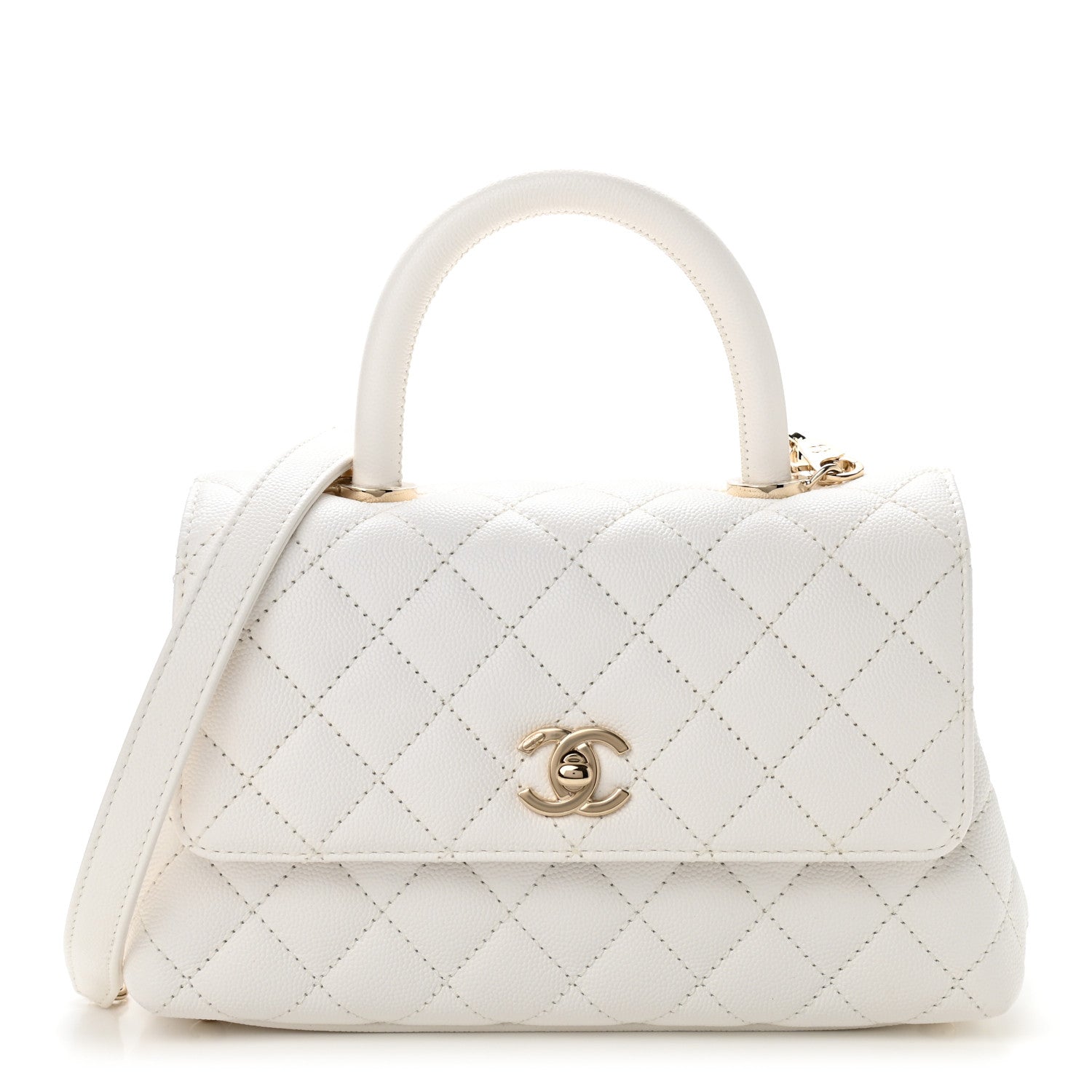 Chanel Caviar Quilted Mini Coco Handle Flap White 1 of 10