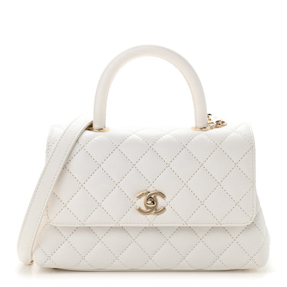 Chanel Caviar Quilted Mini Coco Handle Flap White 1 of 10