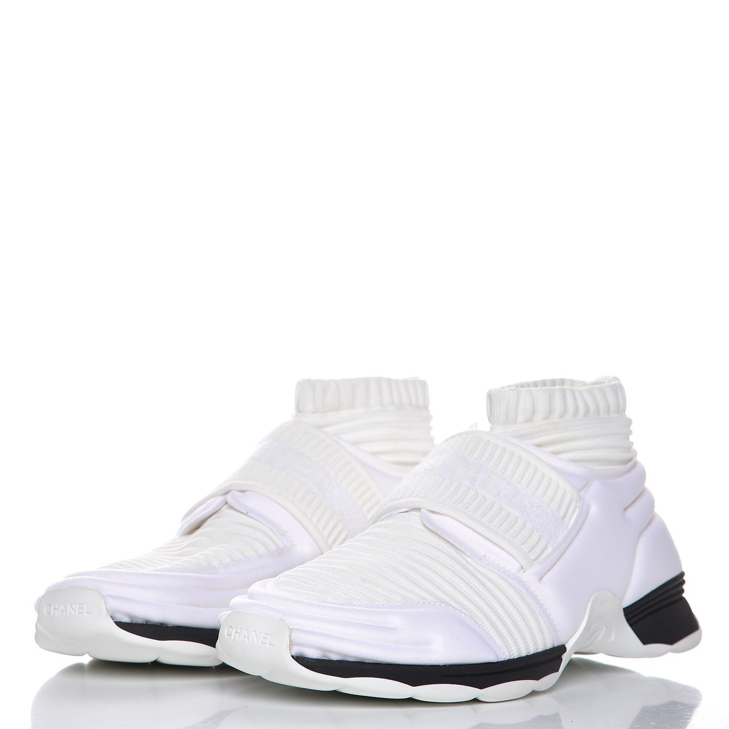 Chanel Stretch Fabric CC Sneakers 39 White 2 of 10