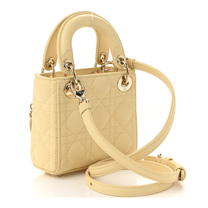 Christian Dior Lambskin Cannage Nano Lady Dior Light Yellow 3 of 10