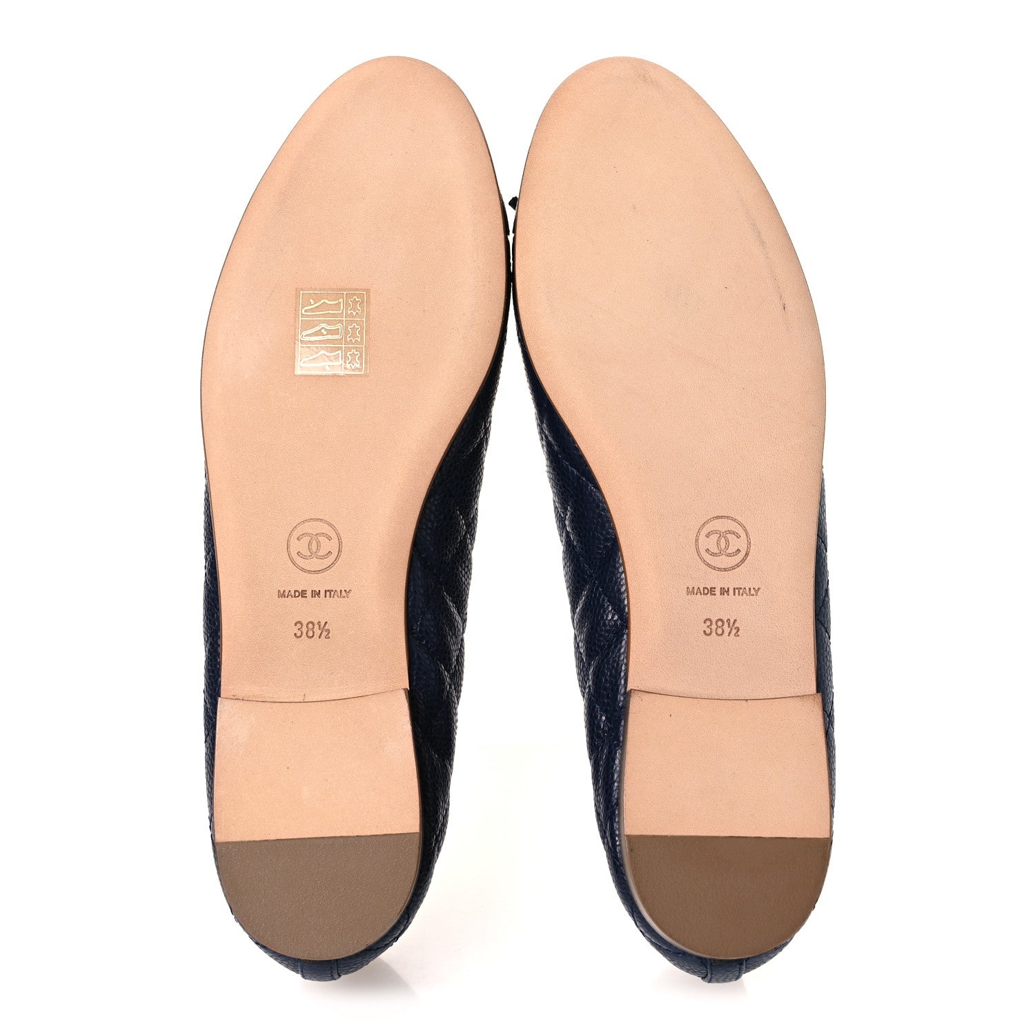 Chanel Caviar Quilted CC Cap Toe Ballerina Flats 38.5 Navy 7 of 11