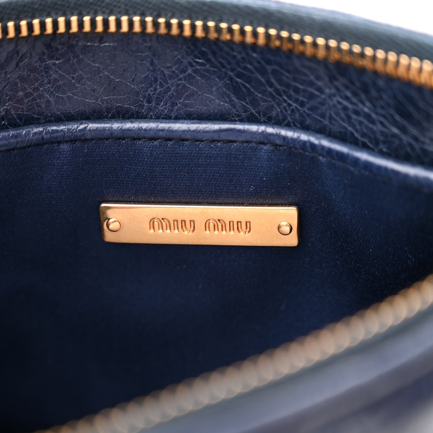 Miu Miu Vitello Shine Trapu Zip Crossbody Bag Navy 6 of 10