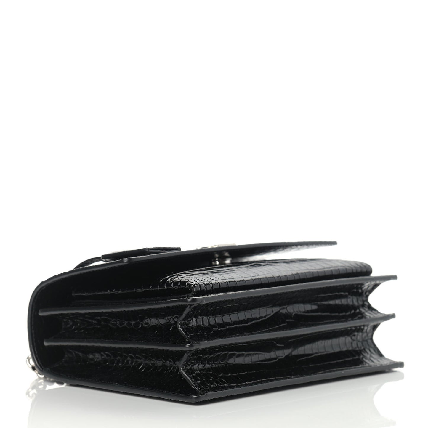 Calfskin Crocodile Embossed Medium Monogram Sunset Black