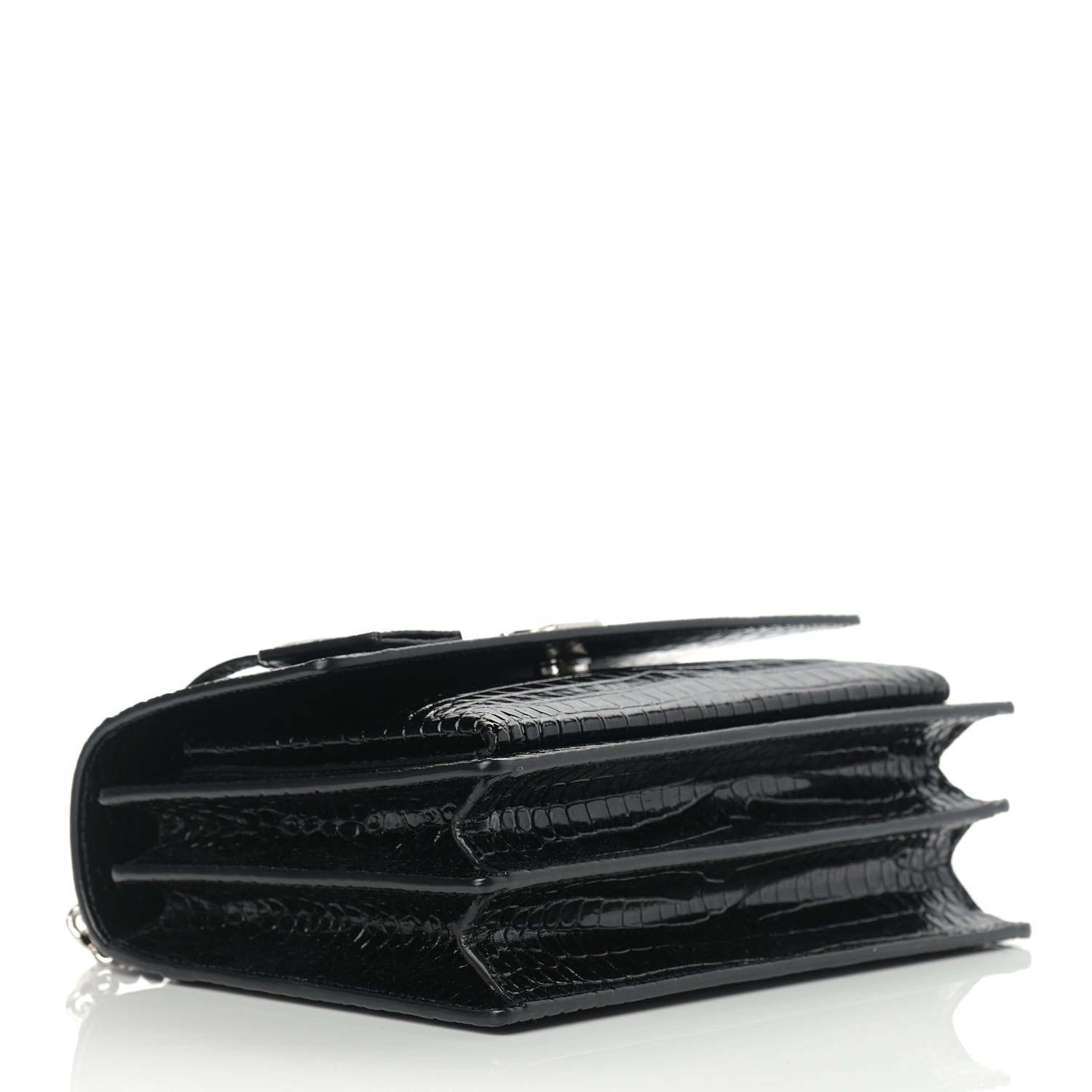 Saint Laurent Calfskin Crocodile Embossed Medium Monogram Sunset Black 4 of 9