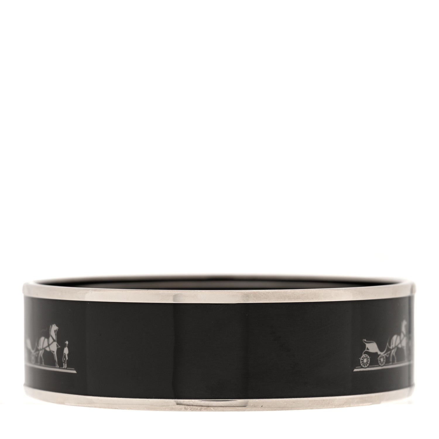 Hermes Enamel Printed Caleche Wide Bracelet 65 Black 3 of 4