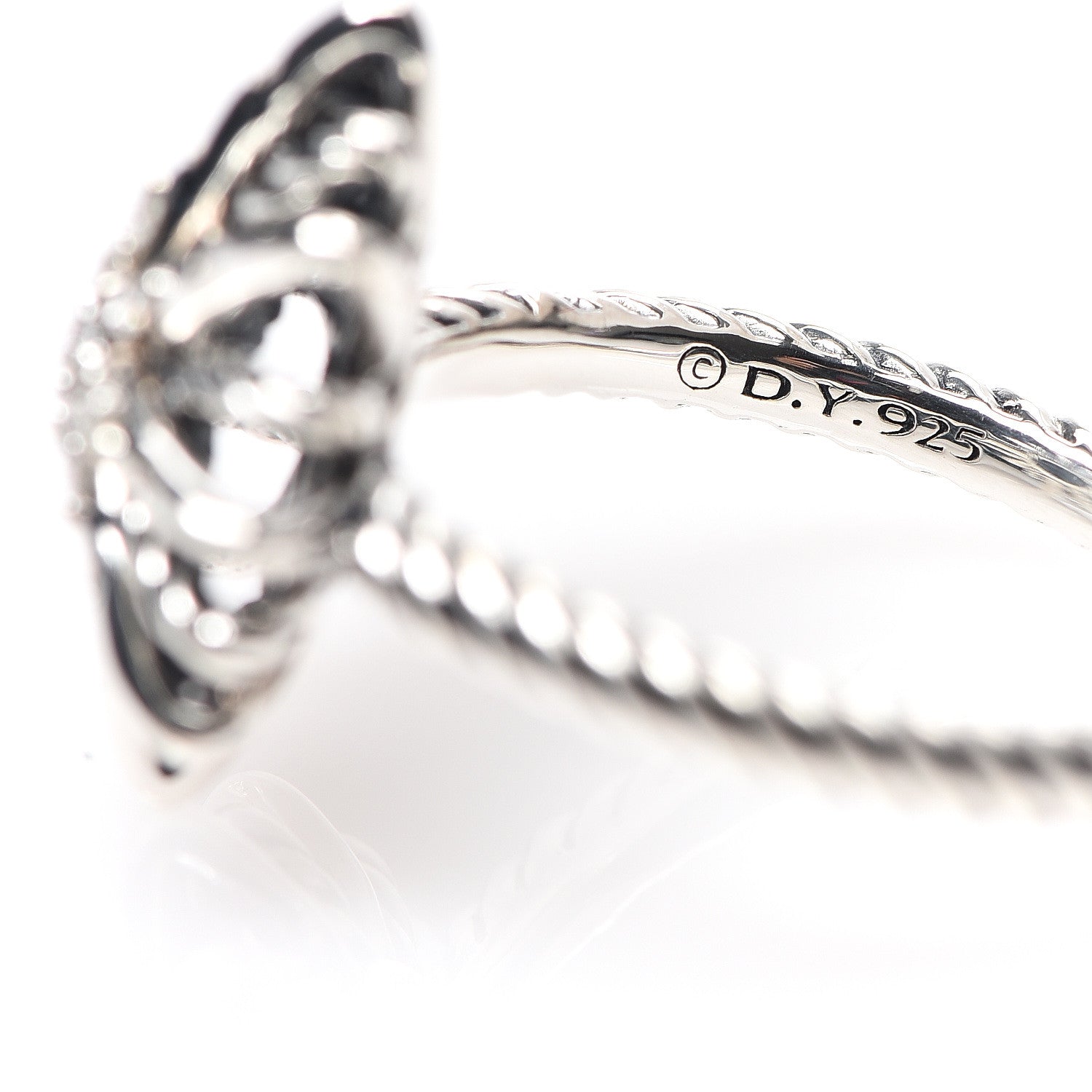 David Yurman Sterling Silver Diamond 16mm Starburst Ring 54 6.75 4 of 4