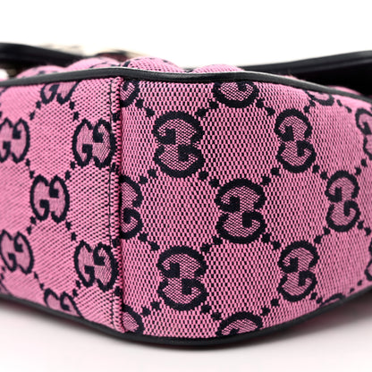 Gucci Monogram Multicolor Matelasse Diagonal Small GG Marmont Shoulder Bag Pink Blue 10 of 11