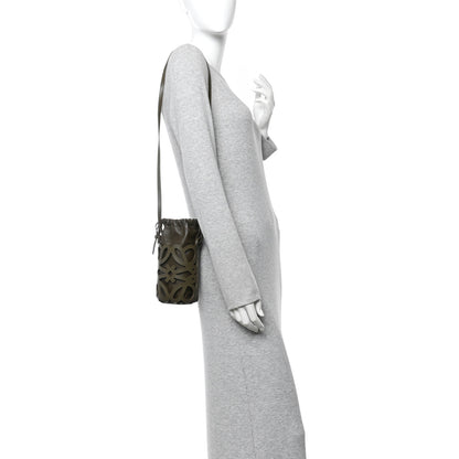 Loewe Nappa Calfskin Cutout Anagram Pocket Crossbody Bag Olive 2 of 10