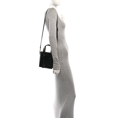 Saint Laurent Calfskin Crocodile Embossed Paris Mini Toy Shopper Tote Black 2 of 10