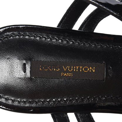 Louis Vuitton Patent Logo Crossing Flat Sandals 37.5 Black 7 of 9