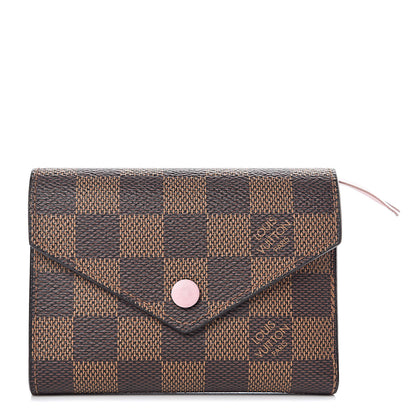 Louis Vuitton Damier Ebene Victorine Wallet Rose Ballerine 1 of 8