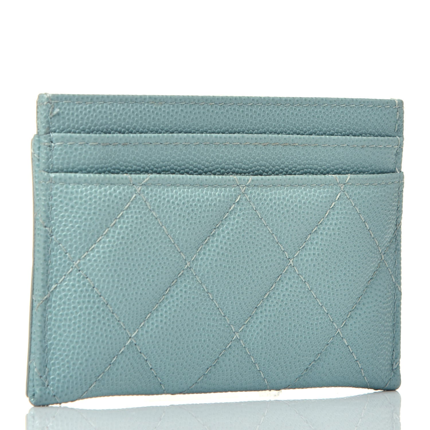 Chanel Caviar Quilted Filigree Card Holder Light Blue 3 of 7