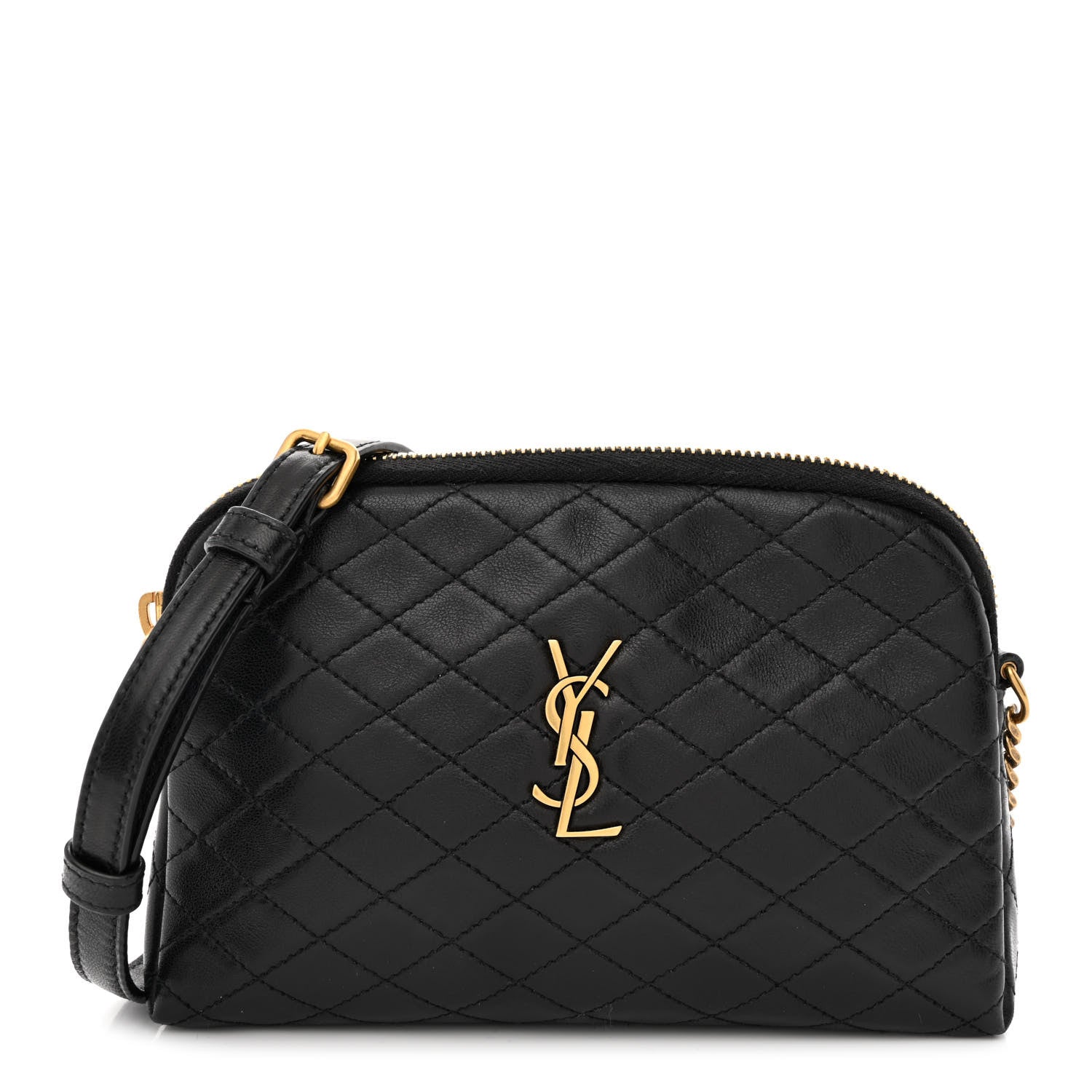 Saint Laurent Lambskin Quilted Gaby Zipped Pouch Black 1 of 10