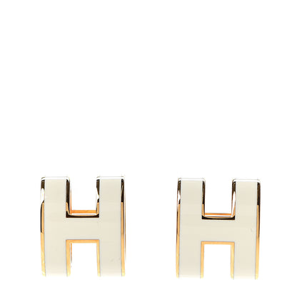 Hermes Gold Lacquered Pop H Earrings Ecru 1 of 6