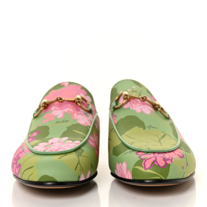 Gucci X KEN SCOTT Malaga Kid Floral Women's Princetown Slippers 35.5 Green Lilac Water Plant 2 of 10