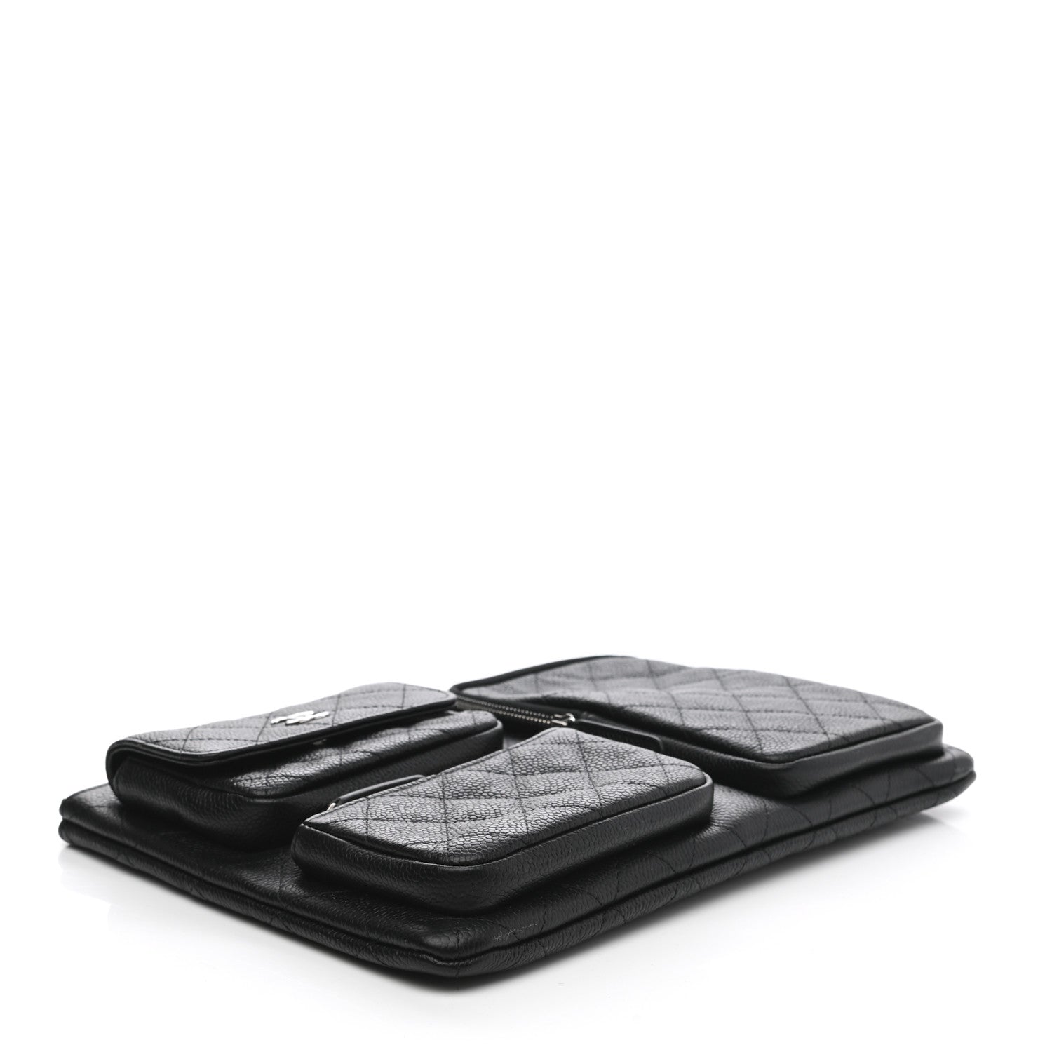 Chanel Caviar Quilted Zipped Multi Pouch Black 4 of 7