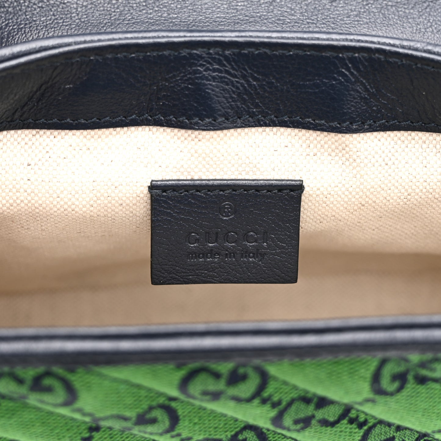Monogram Multicolor Matelasse Diagonal Mini GG Marmont Top Handle Shoulder Bag Green Blue