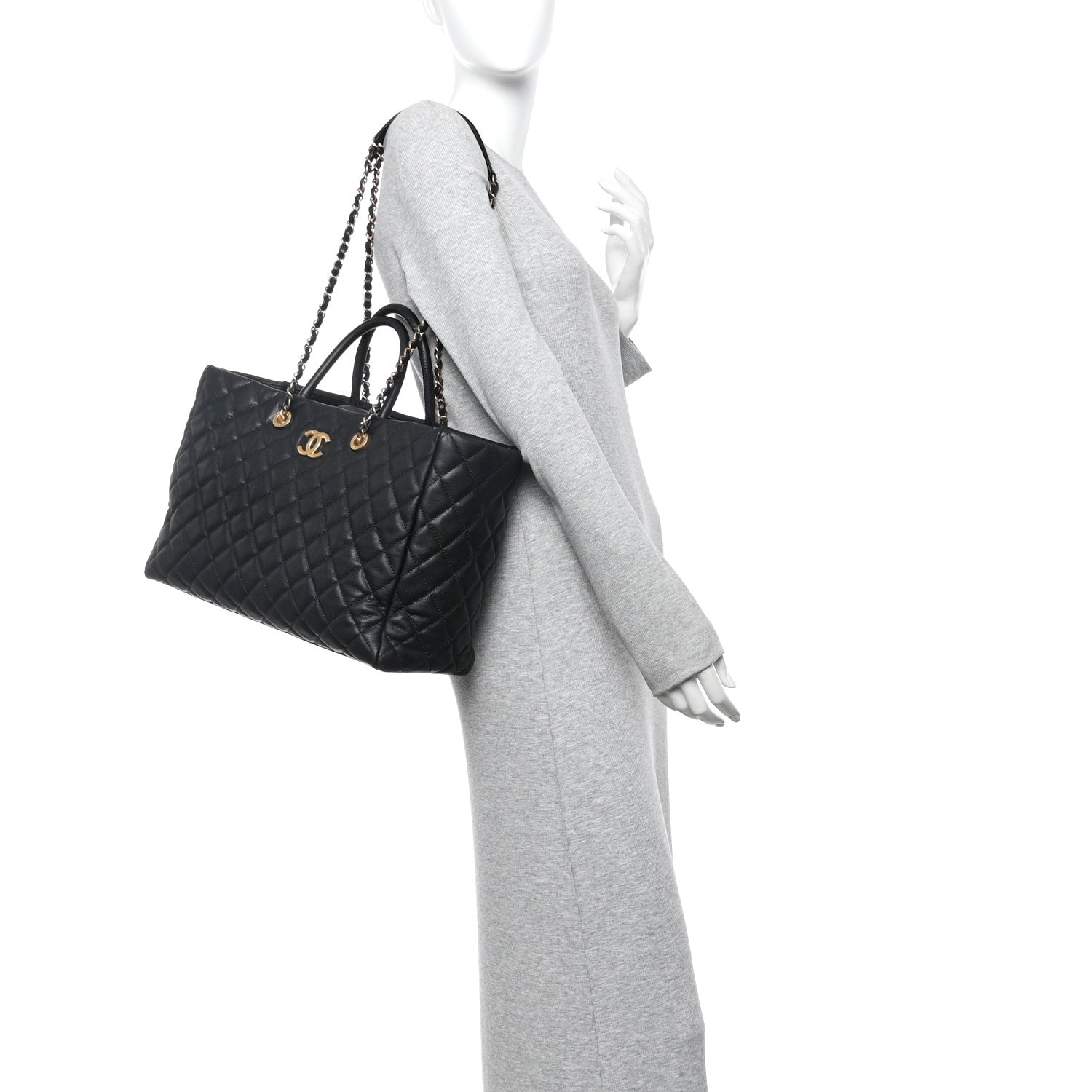 Chanel Caviar Quilted Large Coco Handle Shopping Tote Black 2 of 10