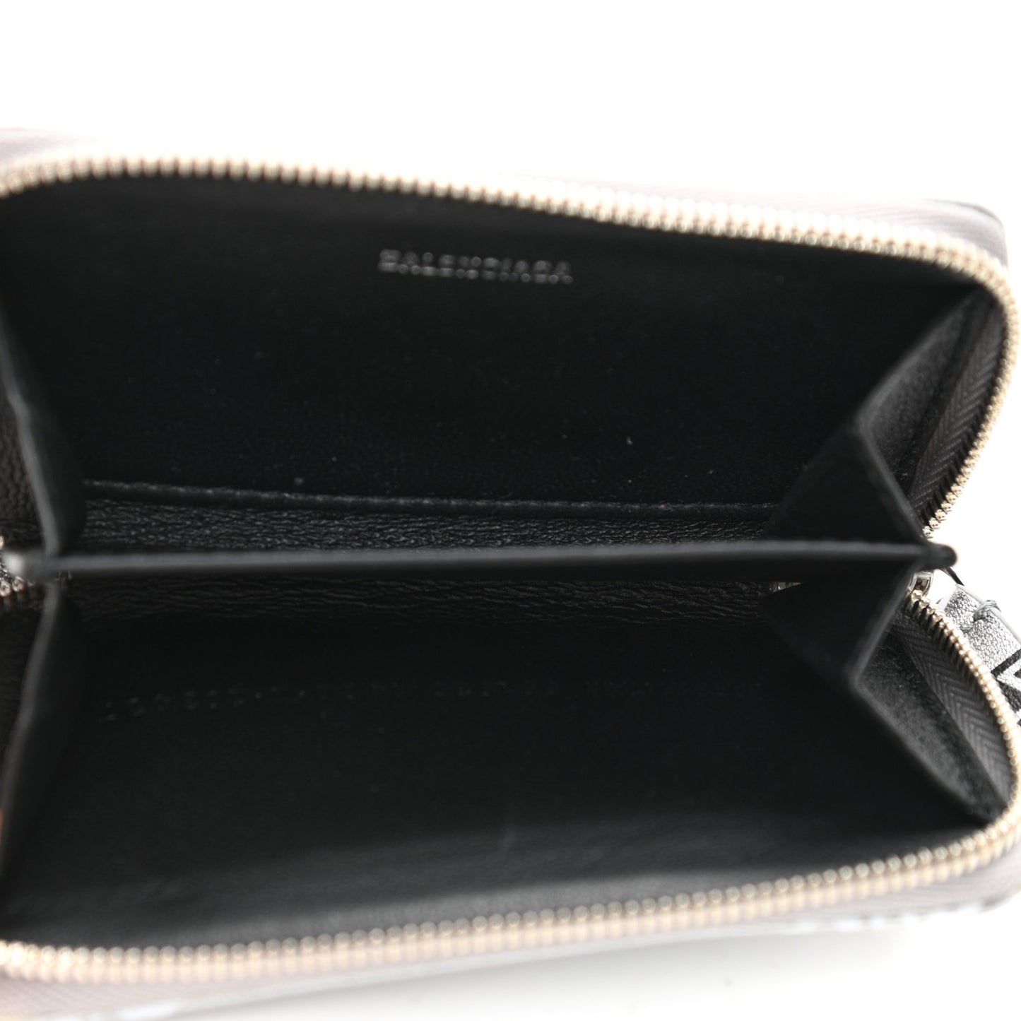 Metallic Calfskin Losange Monogram Everyday Zip Around Card Case Silver Black White