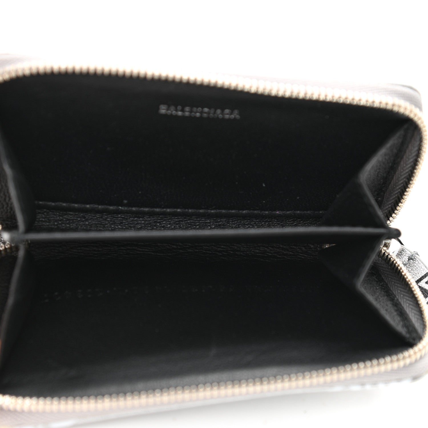 Balenciaga Metallic Calfskin Losange Monogram Everyday Zip Around Card Case Silver Black White 5 of 8