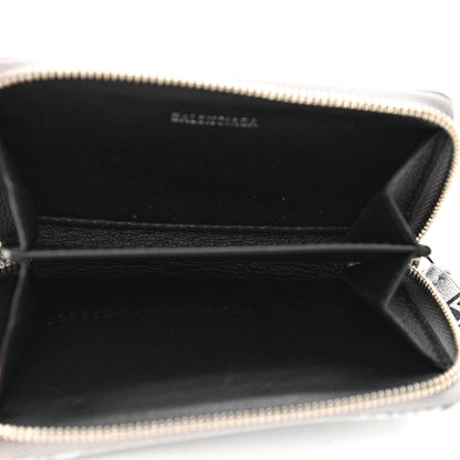 Balenciaga Metallic Calfskin Losange Monogram Everyday Zip Around Card Case Silver Black White 5 of 8