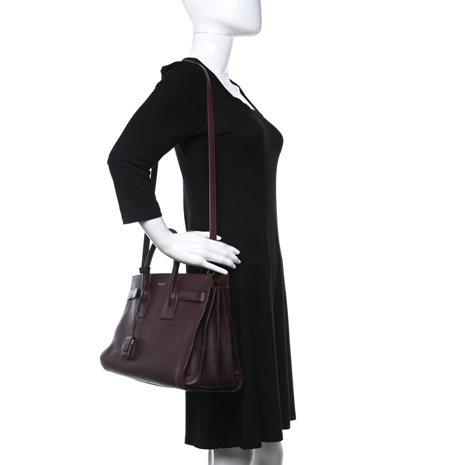 Saint Laurent Calfskin Small Sac De Jour Amarena 2 of 22