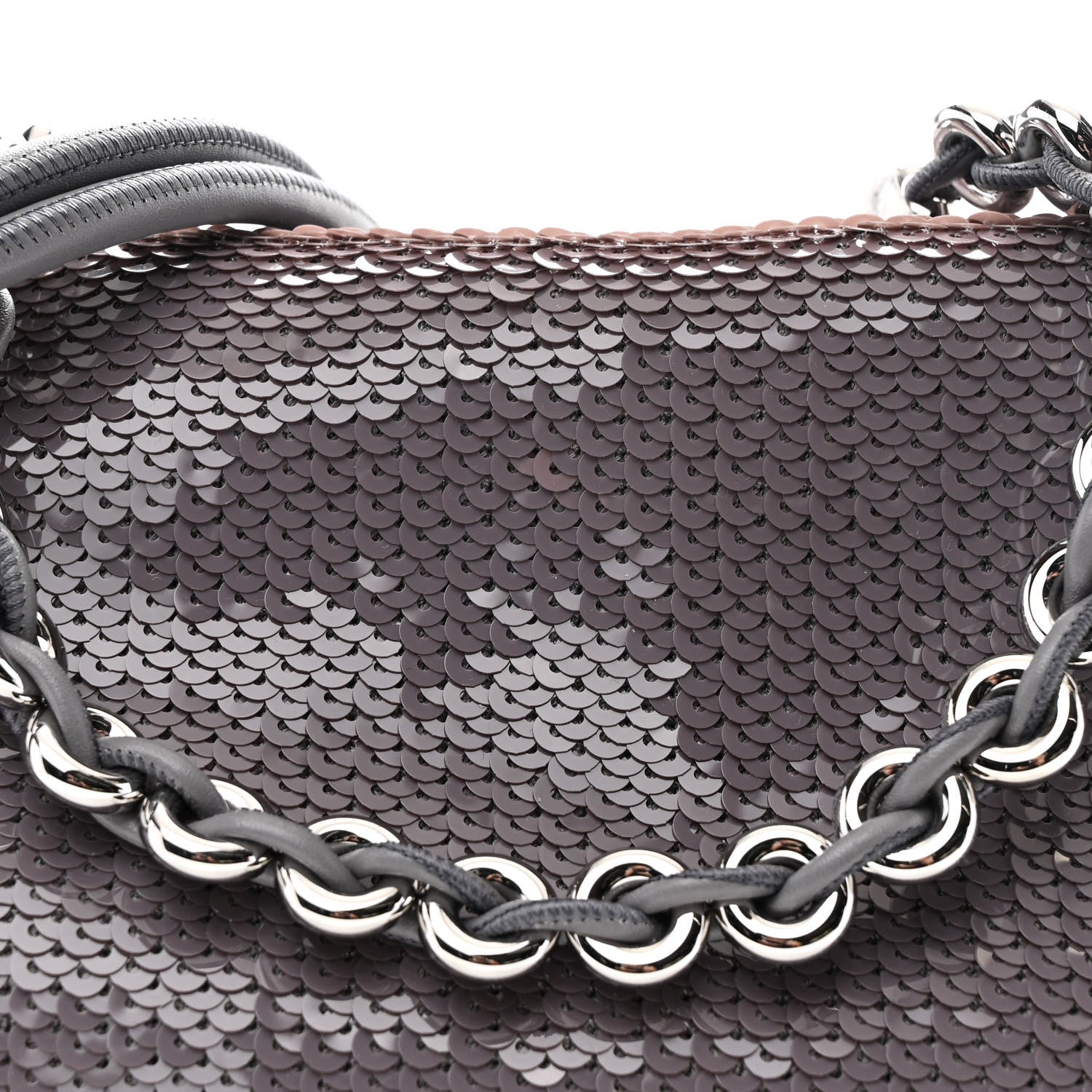 Loewe Sequin Medium Donut Chain Flamenco Knot Clutch Grey 7 of 9