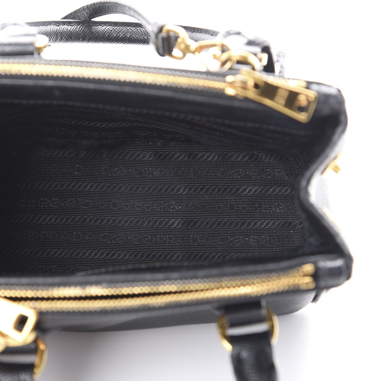 Saffiano Lux Mini Galleria Double Zip Tote Black
